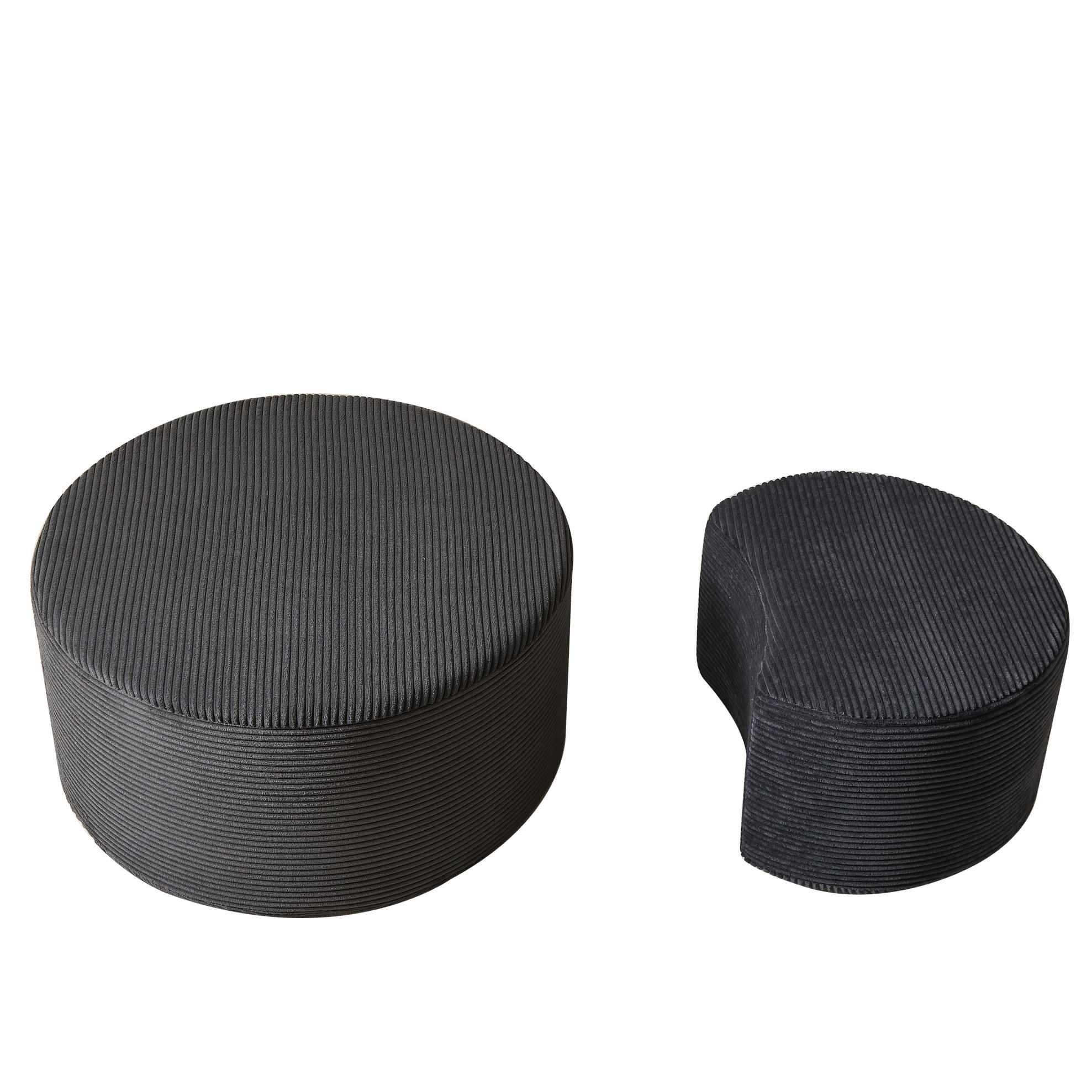 COUCHTISCH-SET 127/81/40 cm 2-teilig ohne Montage, vielseitig als Ottomanen und Beistelltische nutzbar, Stoff, Schwarz - Schwarz, Holzwerkstoff (127/81/40cm) - Redom