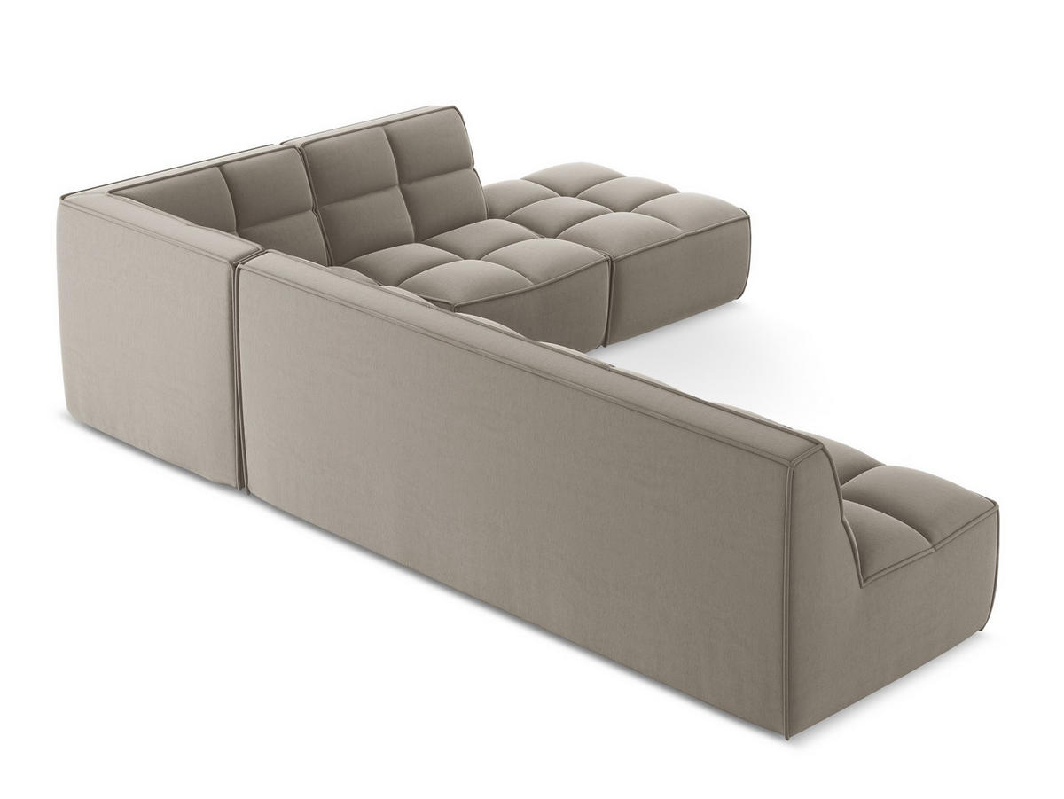 ECKSOFA Beidseitig Samt Stoff Grau - Taupe/Schwarz, Kunststoff/Textil (308/258cm) - Makamii