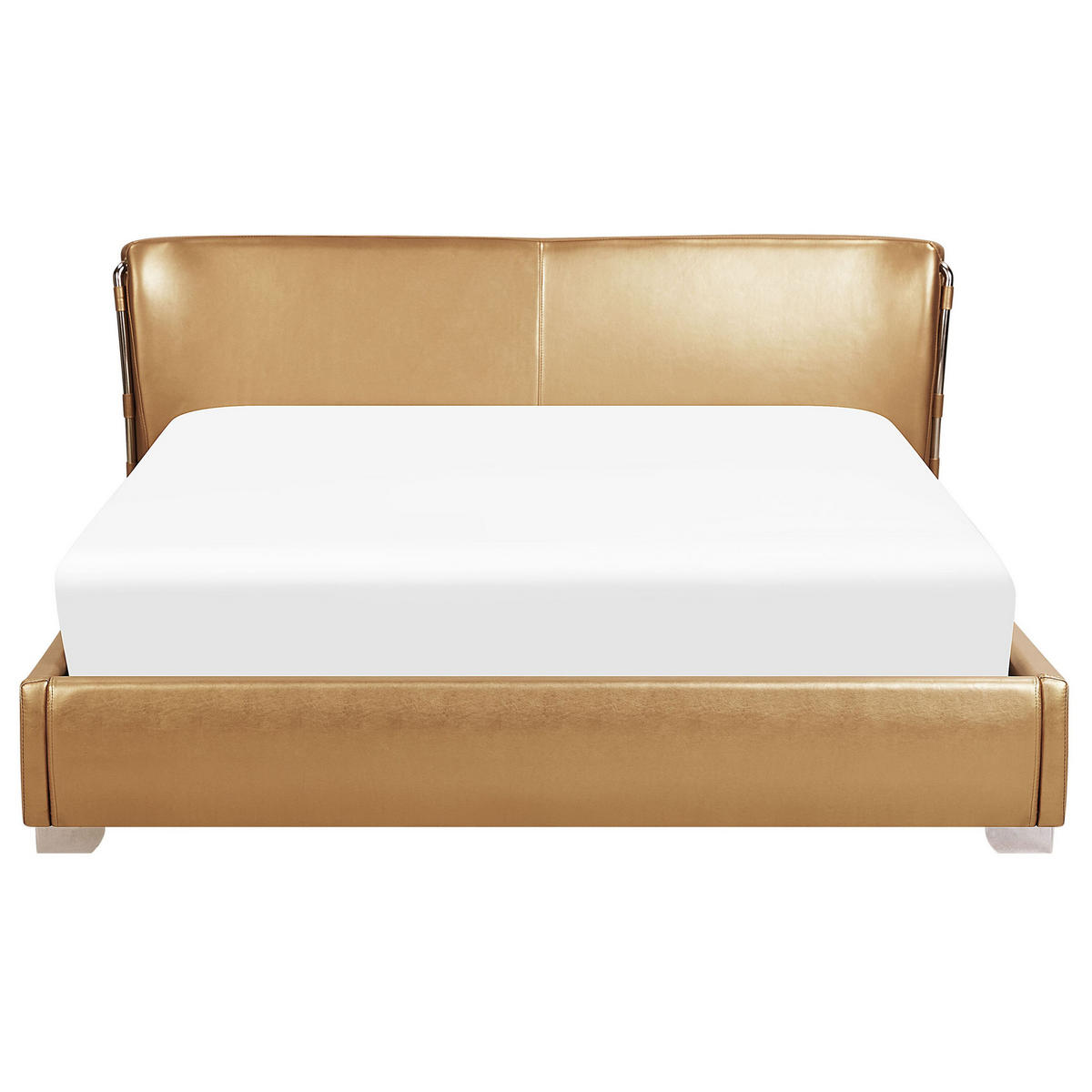 LEDERBETT 180/200cm Gold Paris - Goldfarben, Leder (180/200cm) - Beliani