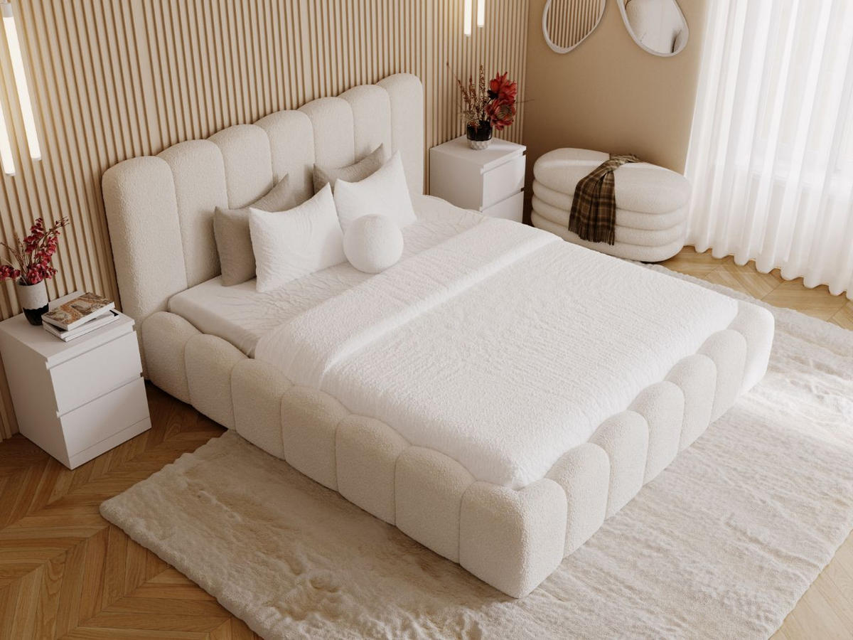 POLSTERBETT Smile 160x200 Bouclé-Stoff Creme - Creme, Textil (160/200cm) - Graingold