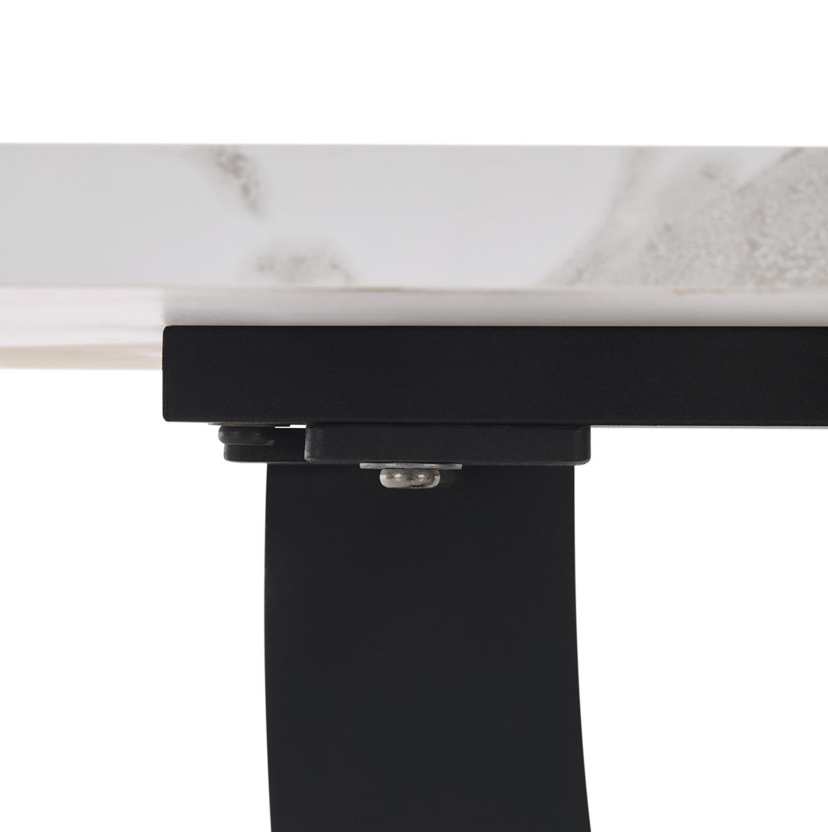 ESSTISCH aus MDF und Metall 140x75x75,5 cm Weiß/Schwarz mit Marmormuster und verstellbaren Füßen - Weiß, Holzwerkstoff (140/75/75.5cm) - Modfu