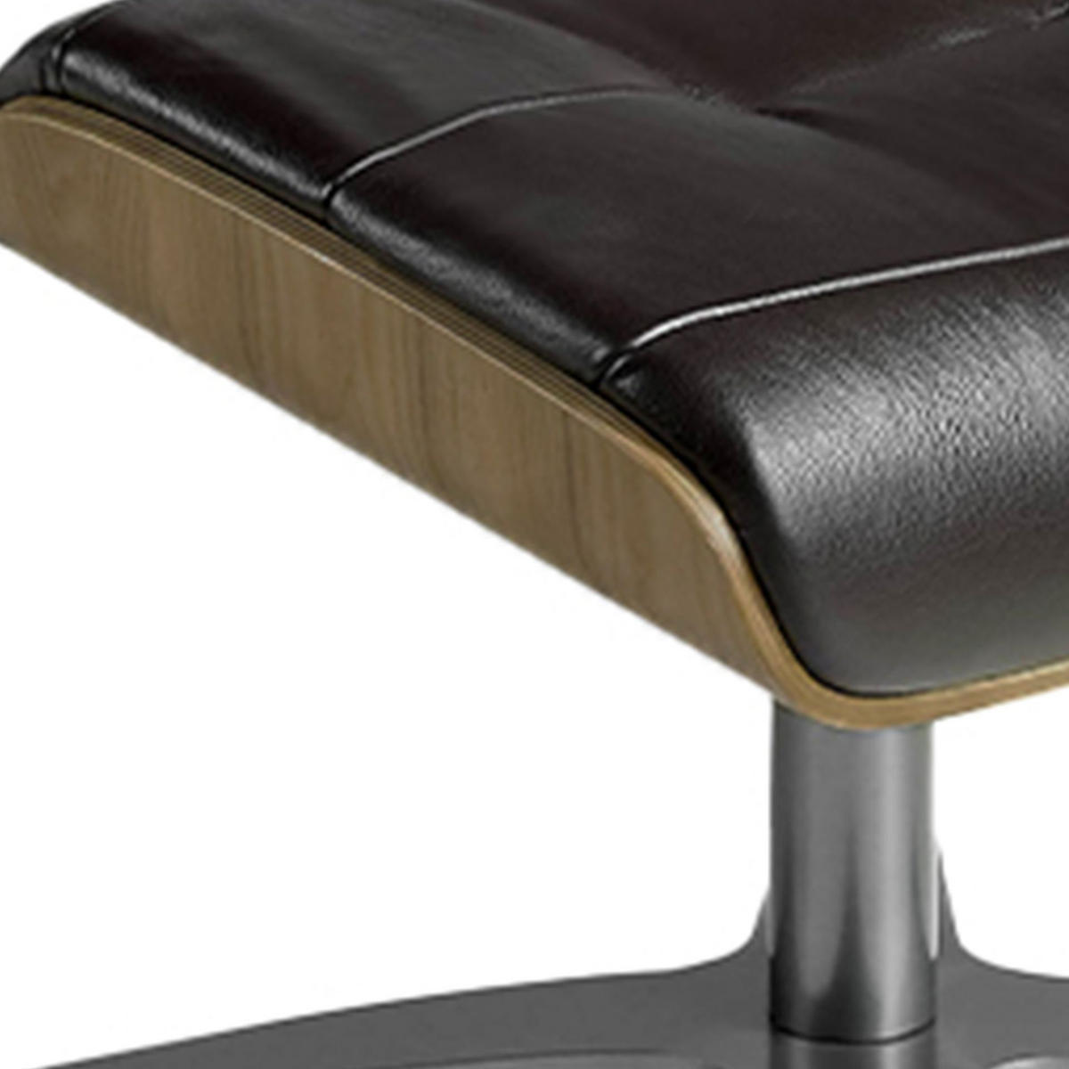 FUSSBANK Hocker aus schokoladenbraunem Leder 52/42/39 cm - Kastanienfarben/Dunkelgrau, Leder/Metall (52/39/42cm) - ANGEL CERDA