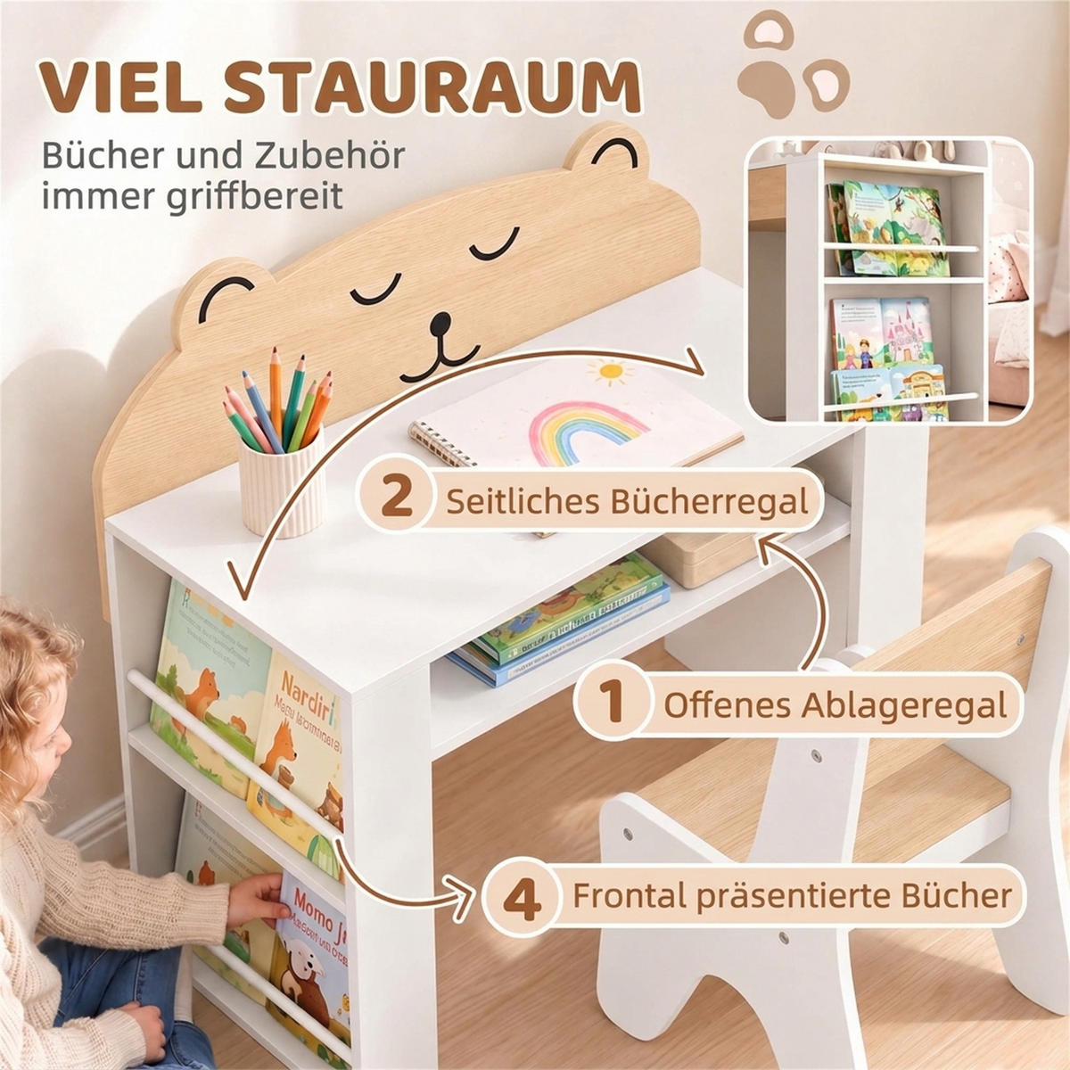 KINDERSITZGRUPPE 2er Set Spanplatte MDF Weiß - Weiß, Holzwerkstoff (41.2/74.5/80cm) - AIYAPLAY