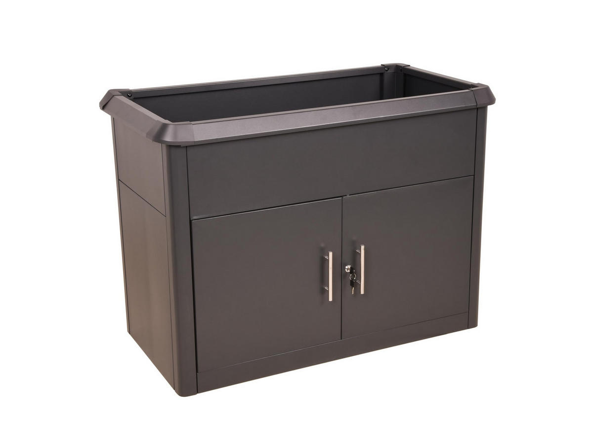 HOCHBEET Nora mit Schrank Abschließbar Anthrazit Stahl - Anthrazit, Metall (57/78/107cm) - DELUKE