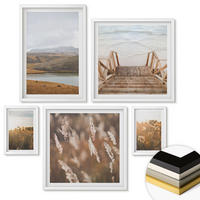 WANDBILDER 5er-Set - 50x50 cm & 20x30 cm & 40x60 cm Weißer Rahmen - Landschaften Wiesen Berge See - Weiß, Kunststoff (40/60cm) - ArtPrintCave