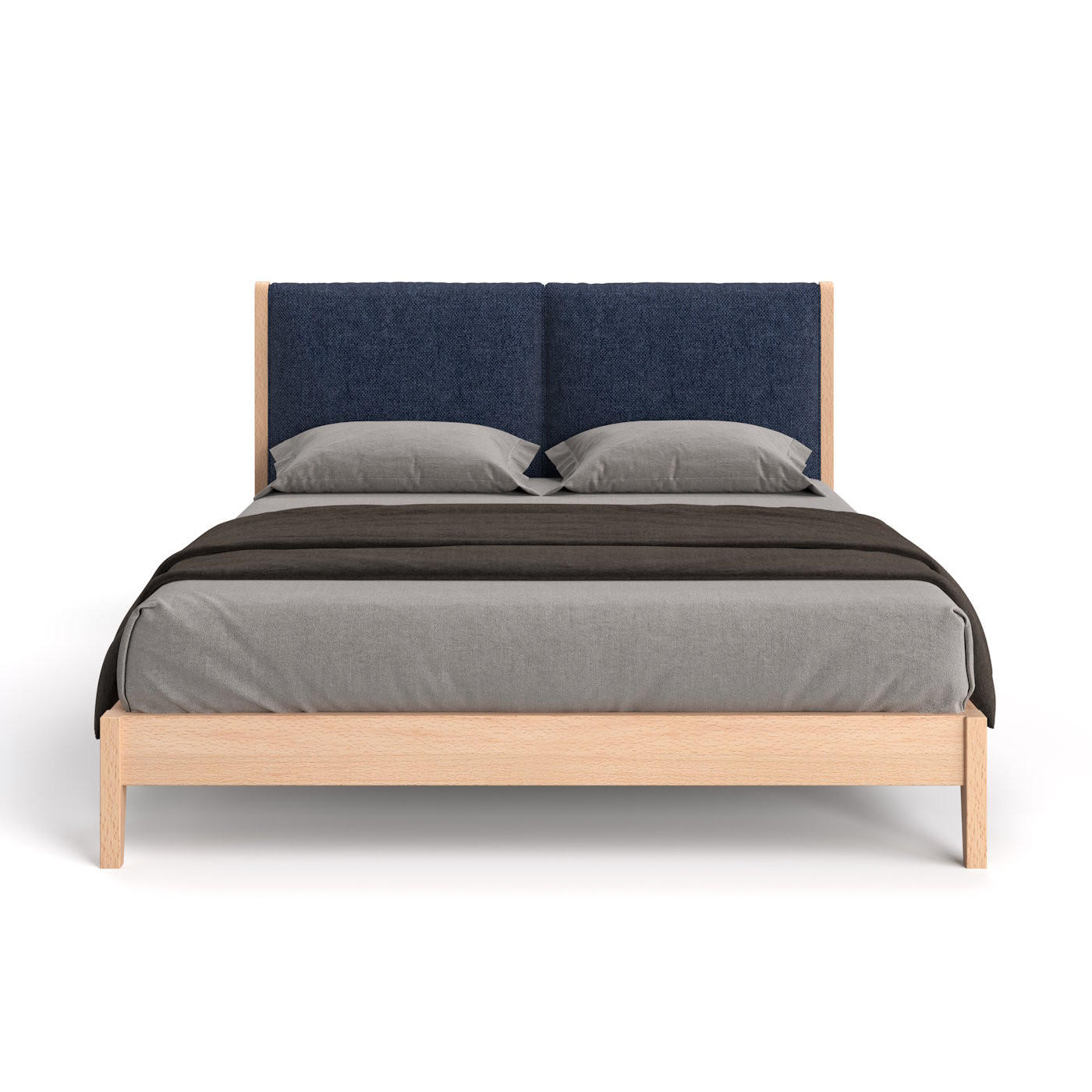 MASSIVHOLZBETT Vena aus Buche 200x220 cm, Storm 77 - Blau/Buchefarben, Holz (200/220cm) - Danzz