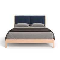 MASSIVHOLZBETT Vena aus Buche 200x220 cm, Storm 77 - Blau/Buchefarben, Holz (200/220cm) - Danzz