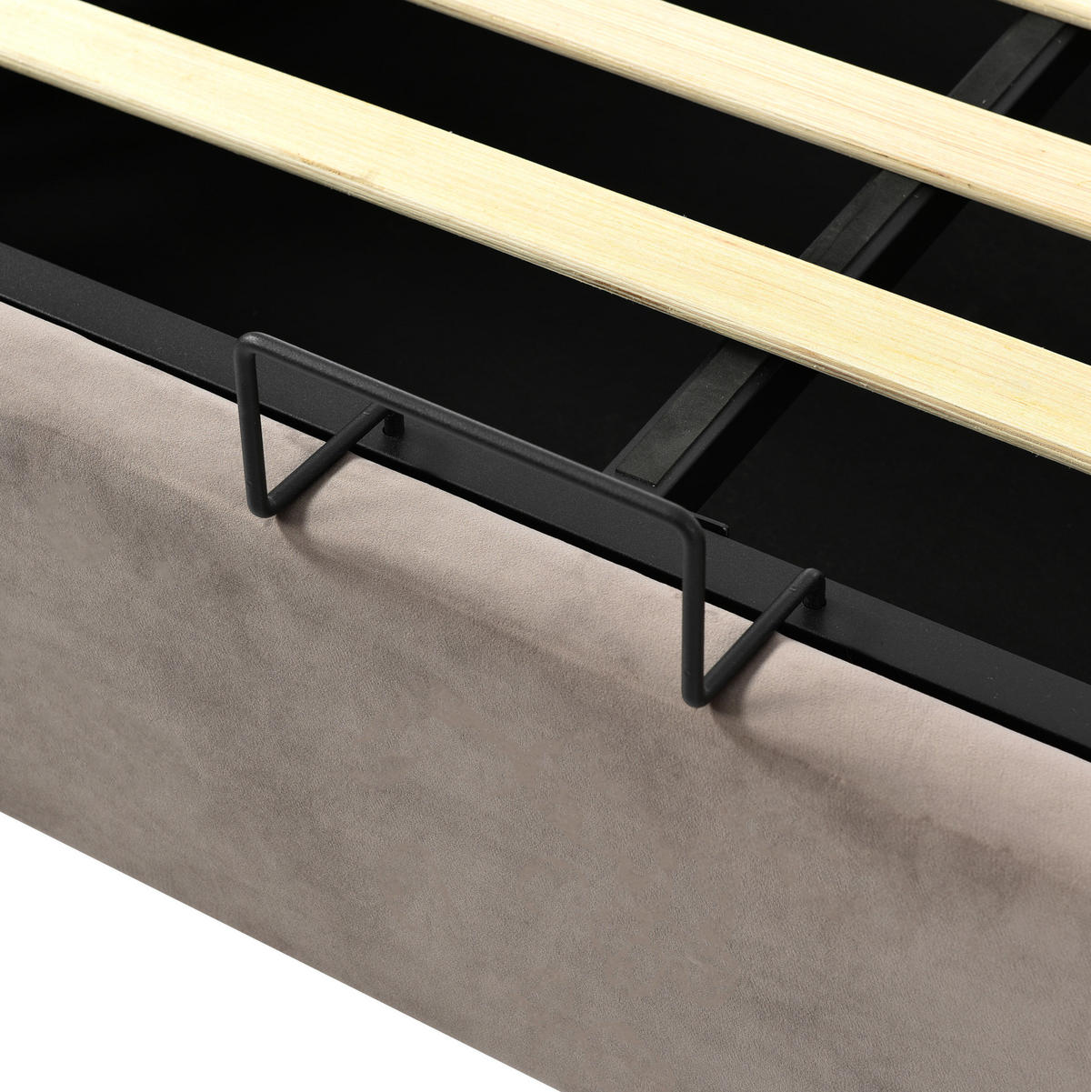 POLSTERBETT 90/200 cm Hellgrau aus Samt mit Bettkasten - Hellgrau, Textil (90/200cm) - OKMYHOME