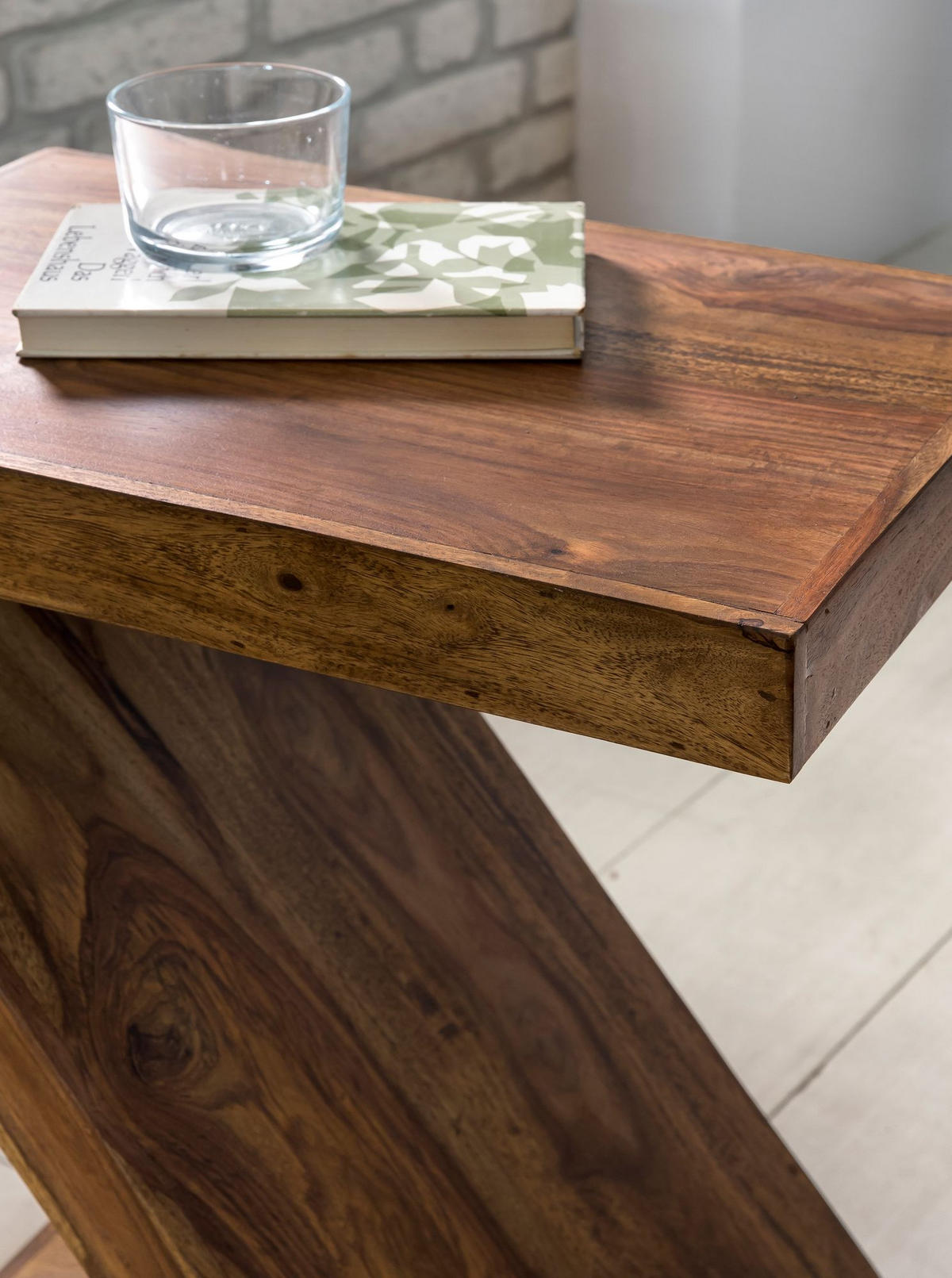 BEISTELLTISCH Massivholz Z-Form Handgefertigt, Braun 44x30x59 cm - Braun, Holz (30/44/59cm) - KADIMA DESIGN