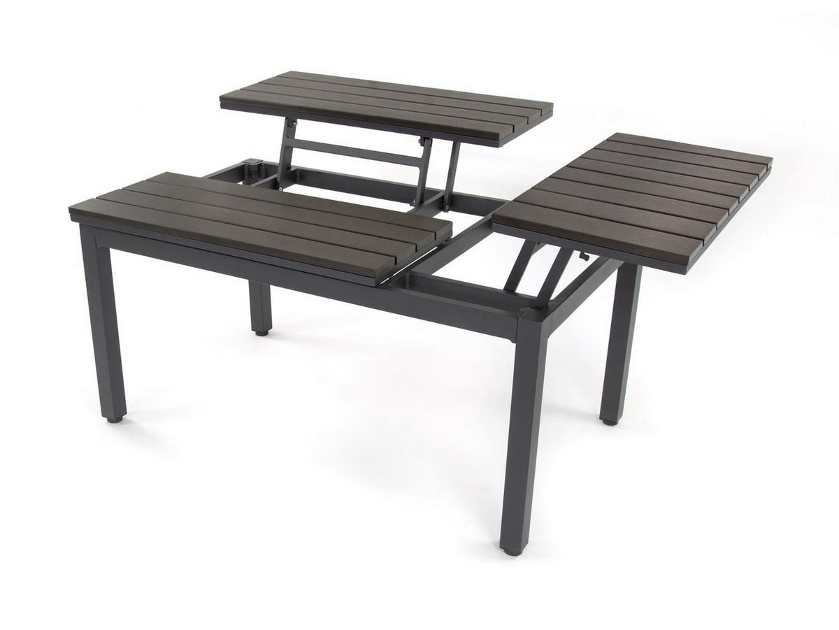 GARTENLOUNGE-SET Braga Grau Aluminium höhenverstellbarer Tisch für 5 Personen - Grau, Kunststoff - bellavista - Home & Garden