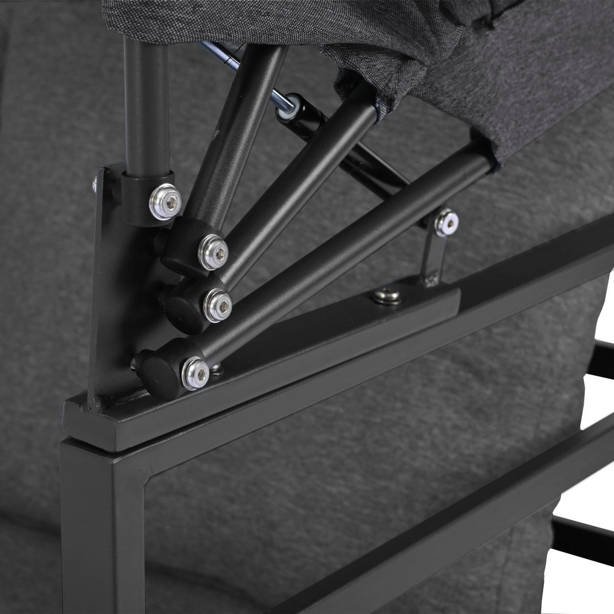 GARTENMÖBEL 176x65x145cm grau, feuerverzinkt und mit Markise - Grau, Metall - Modfu