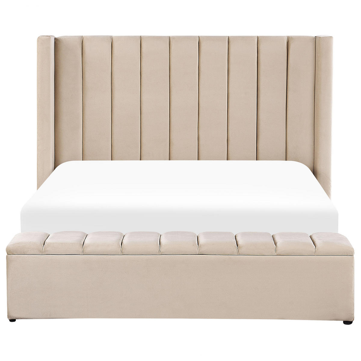 POLSTERBETT 160/200cm Beige Noyers - Beige, Textil (160/200cm) - Beliani