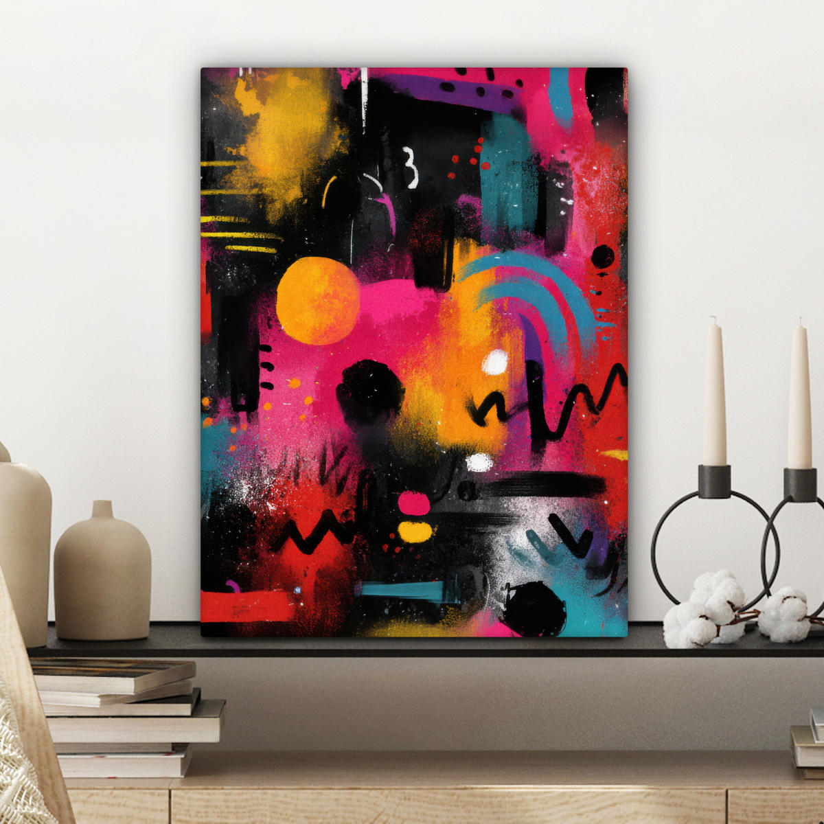 LEINWANDBILD Farbflächen - Formen - Bunt - Abstrakt Room Decor 30x40 cm - Pink, Textil (30/40cm) - MuchoWow