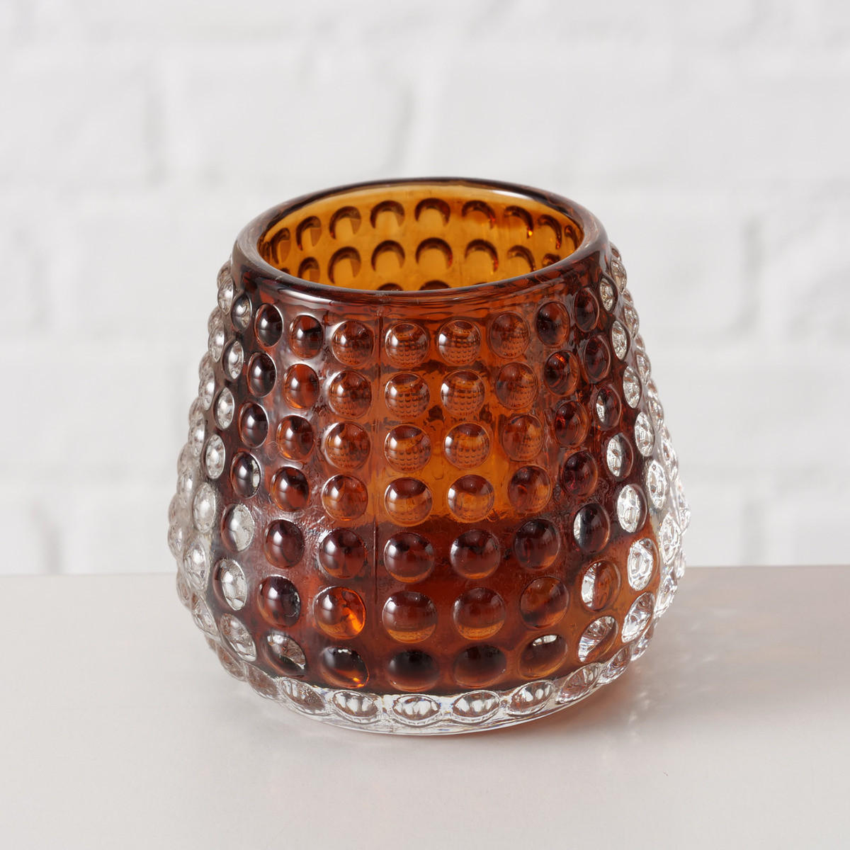 TEELICHTHALTER Glas Zato Ø 7,5 cm - Braun, Glas (7.5/6.5/7.5cm) - Boltze Home