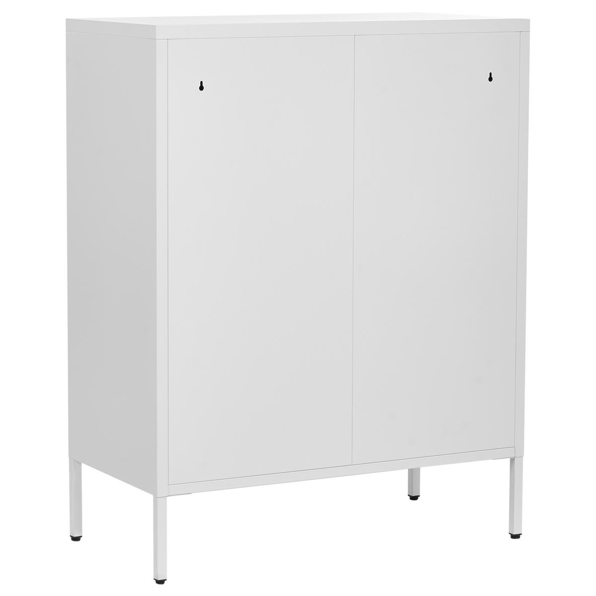 SIDEBOARD mit Glastüren Metall 80 cm Weiß Esholt - Weiß, Metall (80/102/40cm) - Beliani