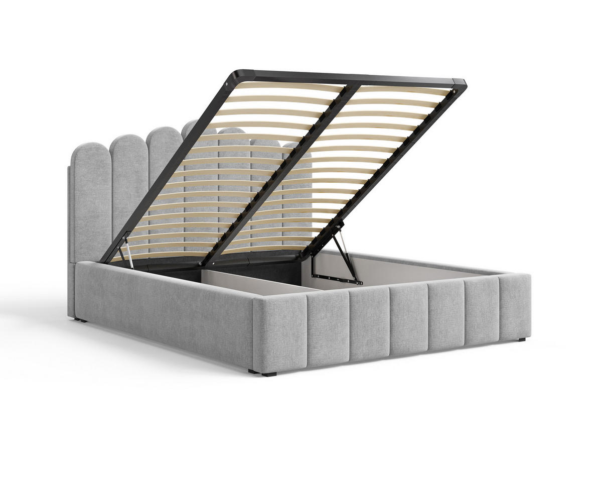 POLSTERBETT 03 140 x 200 cm – Tresor – Bett mit Gasdruckfedern und Stauraum - Silberfarben, Holz (140/200cm) - ROYAL24_MARKT
