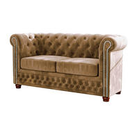 CHESTERFIELD-SOFA 2-sitzer Lauren Beige Samt - Beige/Braun, Holz/Textil (148/72/86cm) - S-Style Möbel