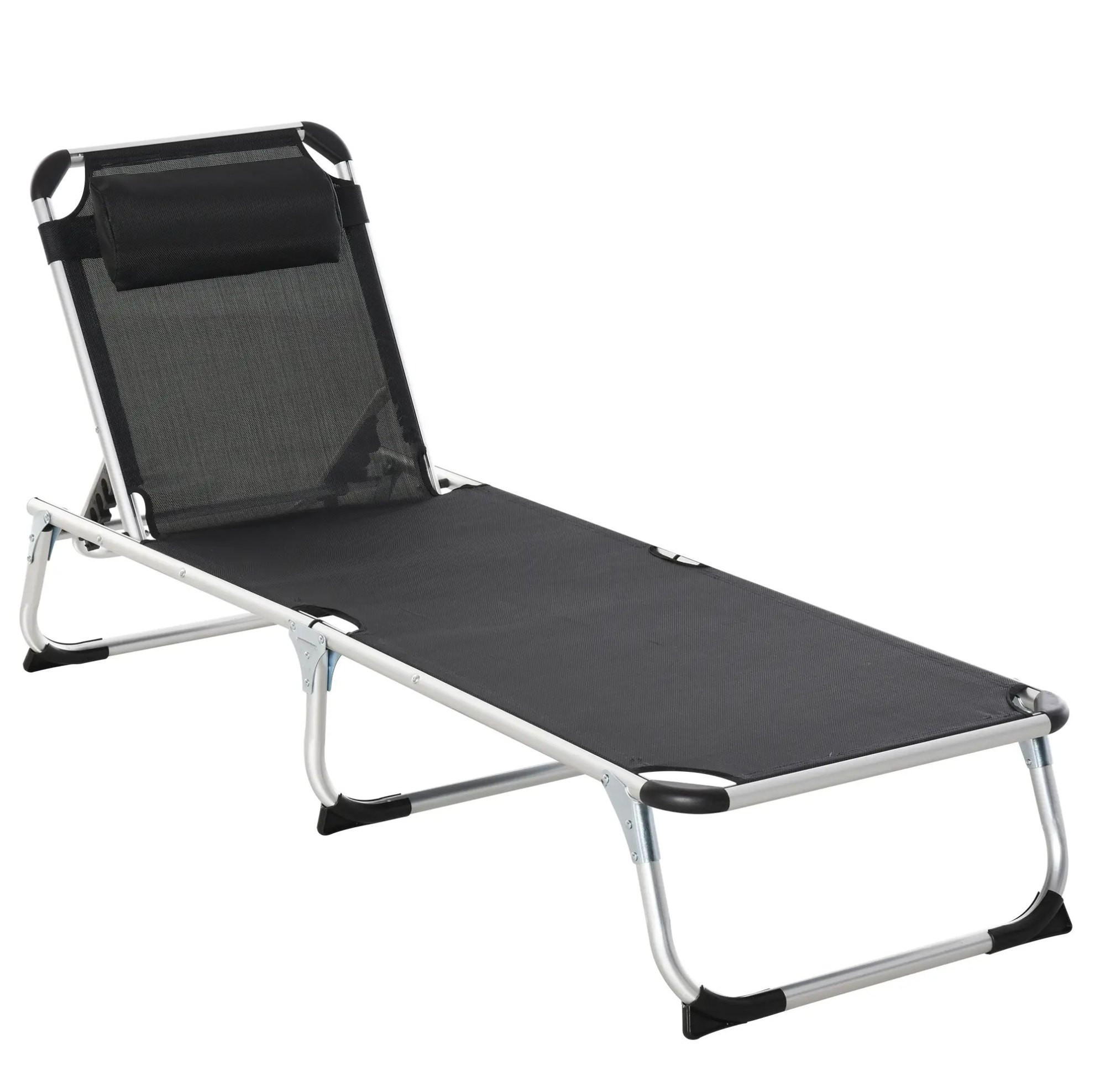 GARTENLIEGE 189/60/28 cm schwarz aus Aluminium klappbar verstellbar - Schwarz, Metall (60/76/165cm) - OKWISH