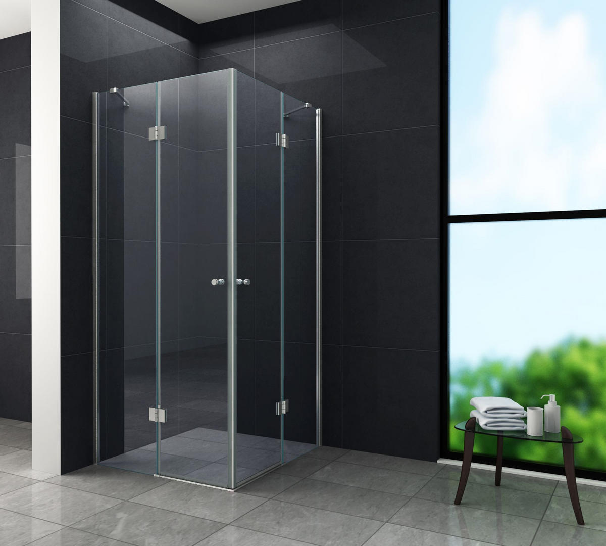 DUSCHKABINE CORNO Klar 100 x 90 x 195 cm 8 mm ESG - Klar, Glas (90/100/195cm) - Glasdeals