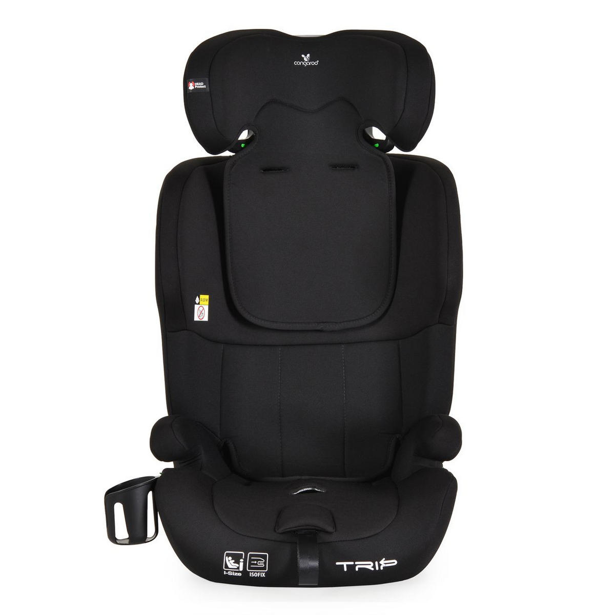 KINDERSITZ Trip i-Size schwarz (76-150cm) Isofix verstellbare Kopfstütze Gurt - Schwarz, Textil (40/60/45cm) - Cangaroo