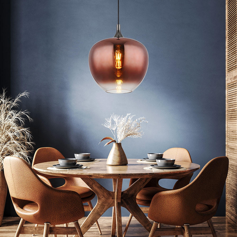 LED HÄNGELEUCHTE Glas Kupfer Schwarz Chrom - Kupferfarben, Glas (29/29/120cm) - Globo Lighting