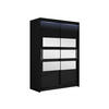 KLEIDERSCHRANK Miami V, mit RGB LED Beleuchtung - Silberfarben/Schwarz, Holzwerkstoff/Kunststoff (120/200/58cm) - MIRJAN24