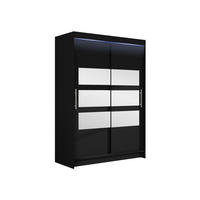 KLEIDERSCHRANK Miami V, mit RGB LED Beleuchtung - Silberfarben/Schwarz, Holzwerkstoff/Kunststoff (120/200/58cm) - MIRJAN24