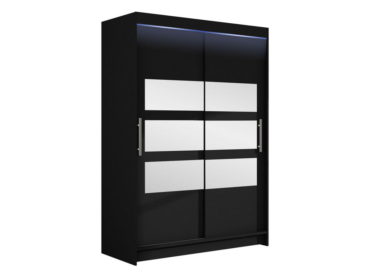 KLEIDERSCHRANK Miami V, mit RGB LED Beleuchtung - Silberfarben/Schwarz, Holzwerkstoff/Kunststoff (120/200/58cm) - MIRJAN24
