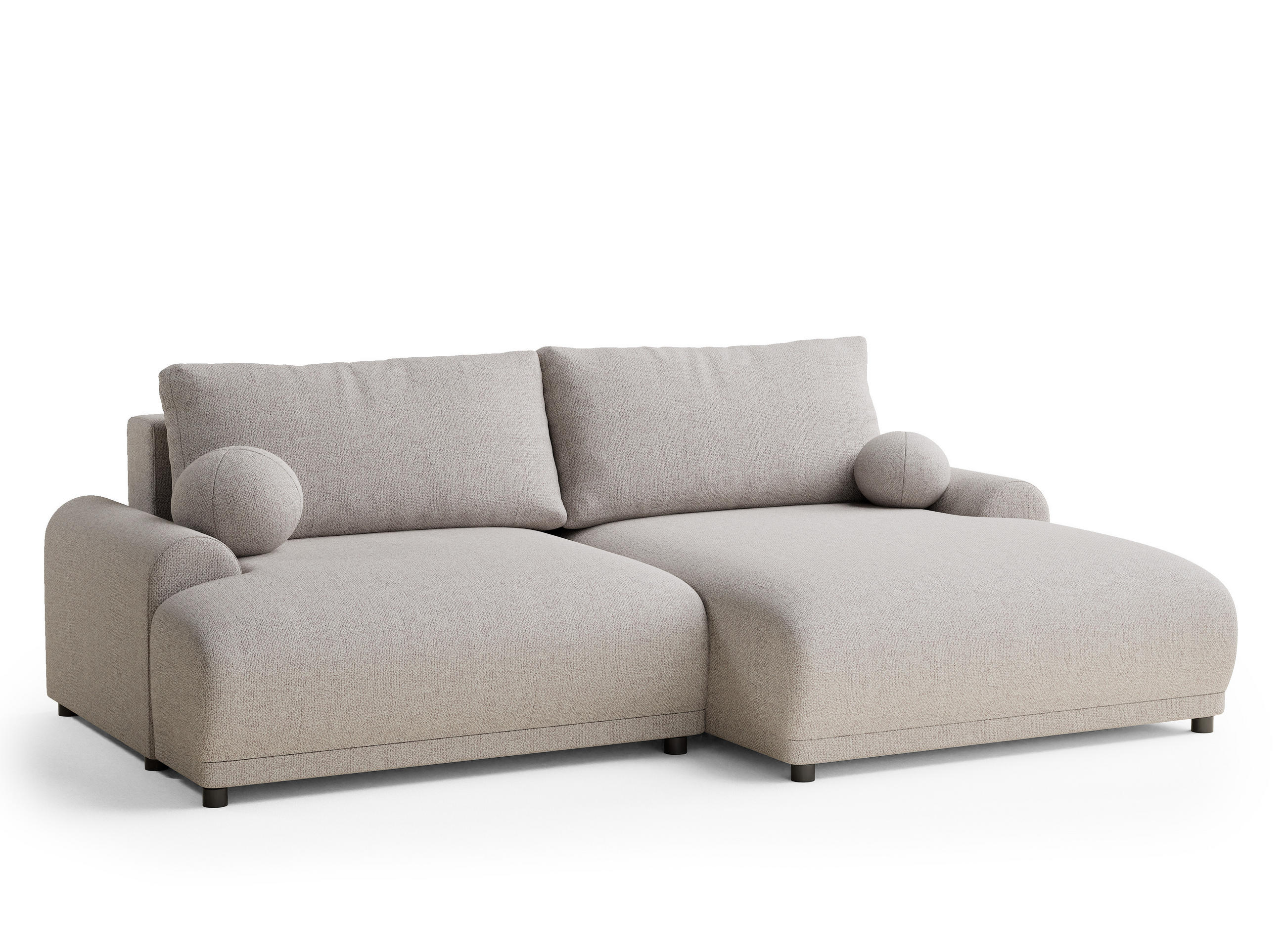 ECKSOFA MIT SCHLAFFUNKTION Tallin Beige Webstoff - Beige/Schwarz, Holz/Holzwerkstoff (240/145cm) - Maison de Reve