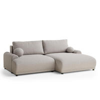 ECKSOFA MIT SCHLAFFUNKTION Tallin Beige Webstoff - Beige/Schwarz, Holz/Holzwerkstoff (240/145cm) - Maison de Reve