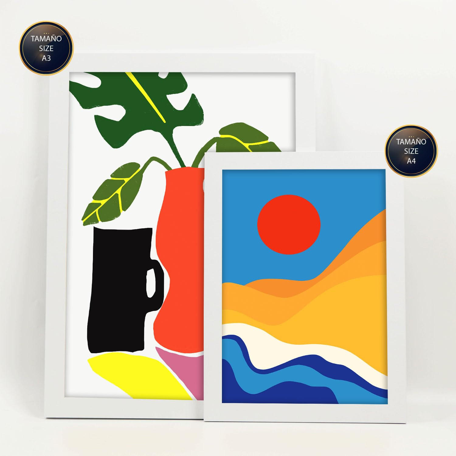 POSTER Set Mit 6 Sanfte abstrakte Landschaften Größe A3 & A4 Weißer Rahmen - Weiß, Papier (29.7/1cm) - Nacnic