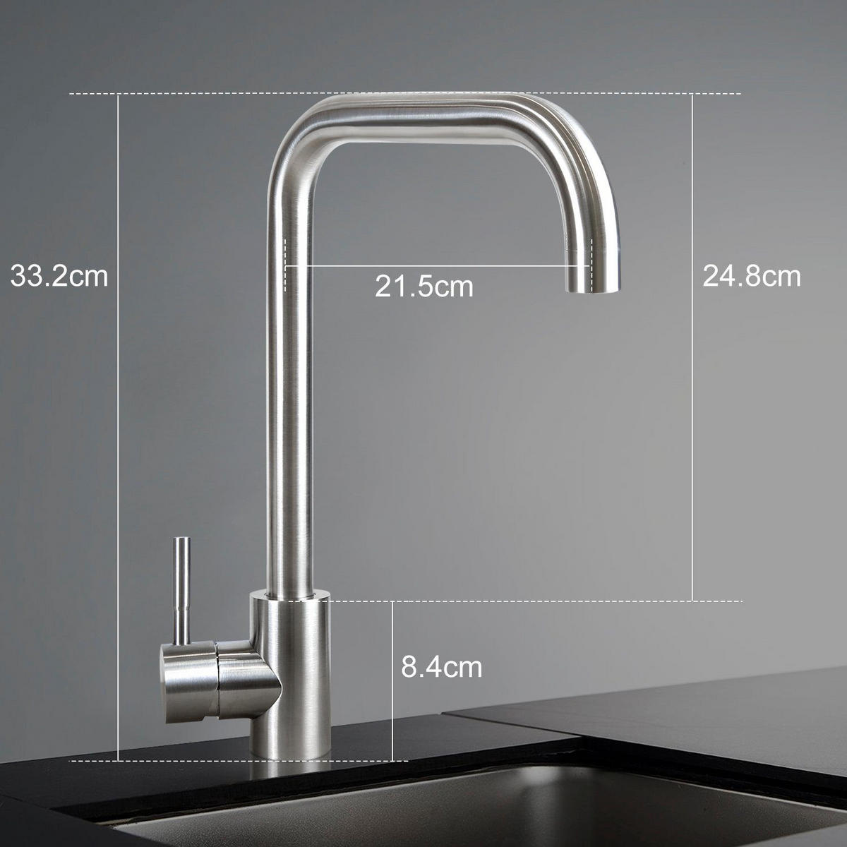 WASCHTISCHARMATUR Gislans 4.1/33.3/21.5 cm - Silberfarben, Metall (4.1/33.3/21.5cm) - ZMH