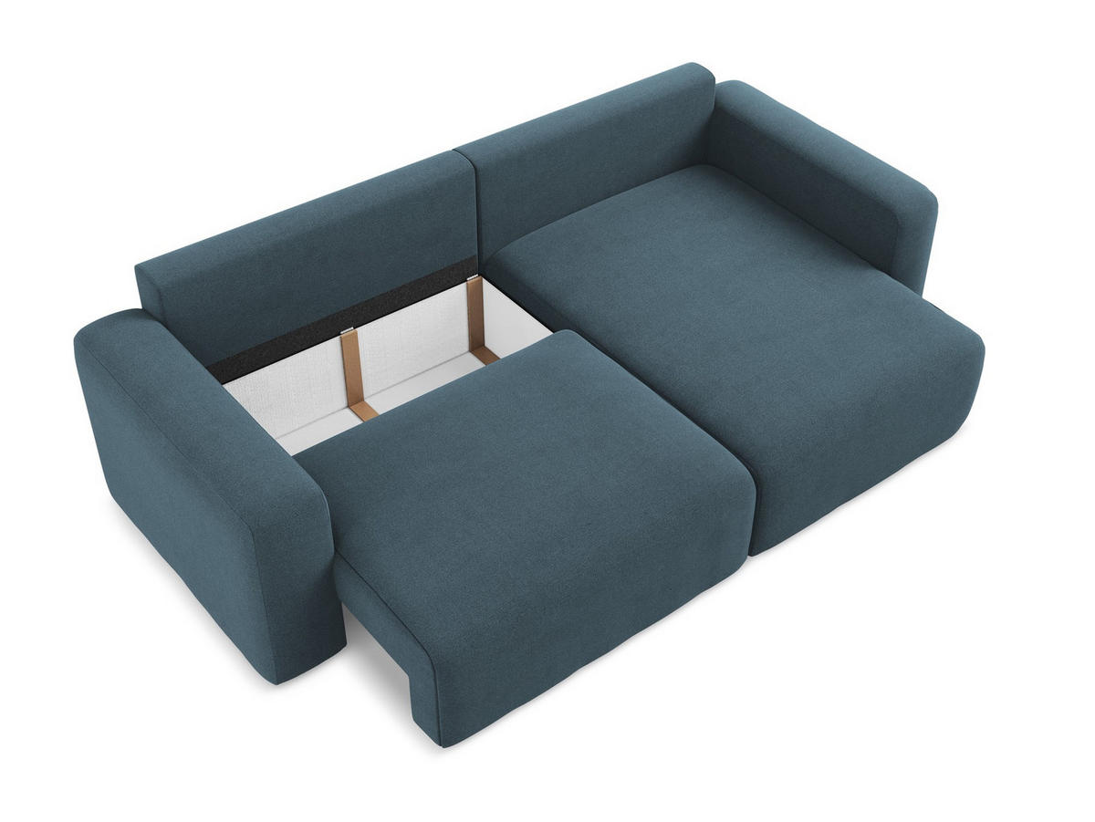 ECKSOFA mit Schlaffunktion rechts Strukturstoff Stoff Blau - Blau/Pink, Kunststoff/Textil (244/149cm) - Makamii