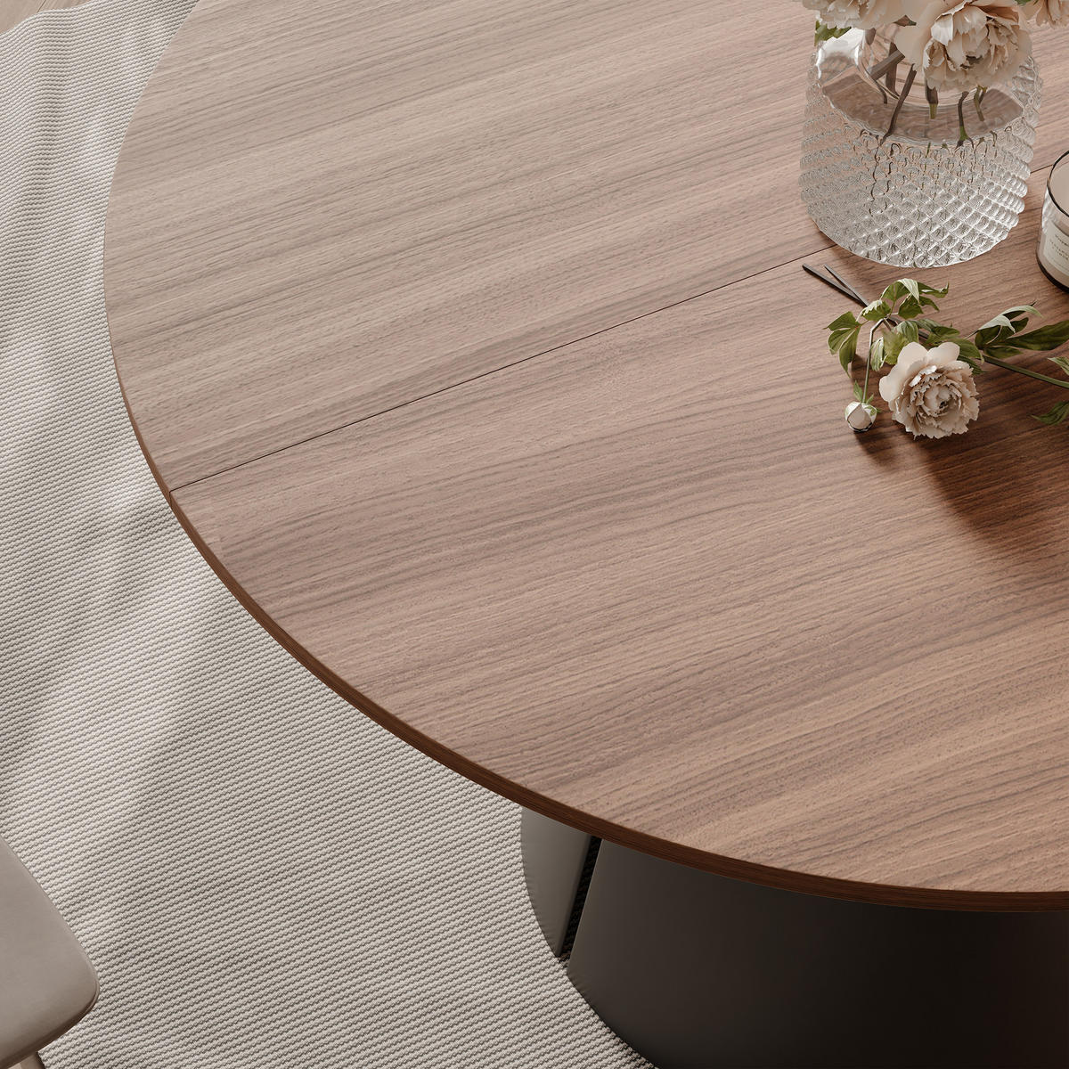 AUSZIEHTISCH BASE 120-196/76 cm, Schwarz / Franklin-Nussbaum - Nussbaumfarben/Schwarz, Holzwerkstoff/Metall (120/120/76cm) - Idohome