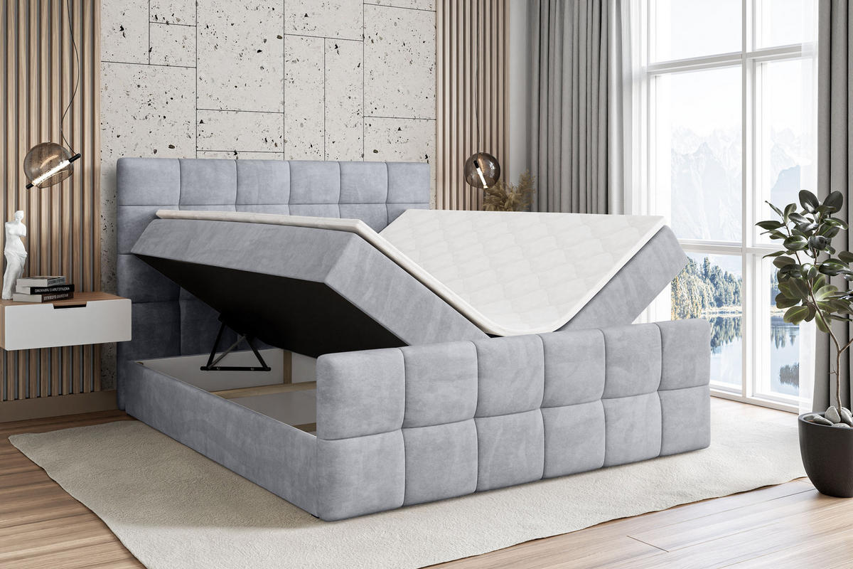 BOXBETT BRUGO-Z - 120 x 200 - H3 - Hellgrau - Hellgrau, Holzwerkstoff (120/200cm) - ALTDECOR