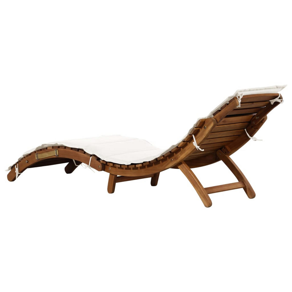 SONNENLIEGEN Mit Auflagen 2er set CremeWeiß Massivholz Akazie - Creme/Braun, Holz/Textil (55/64/184cm) - vidaXL