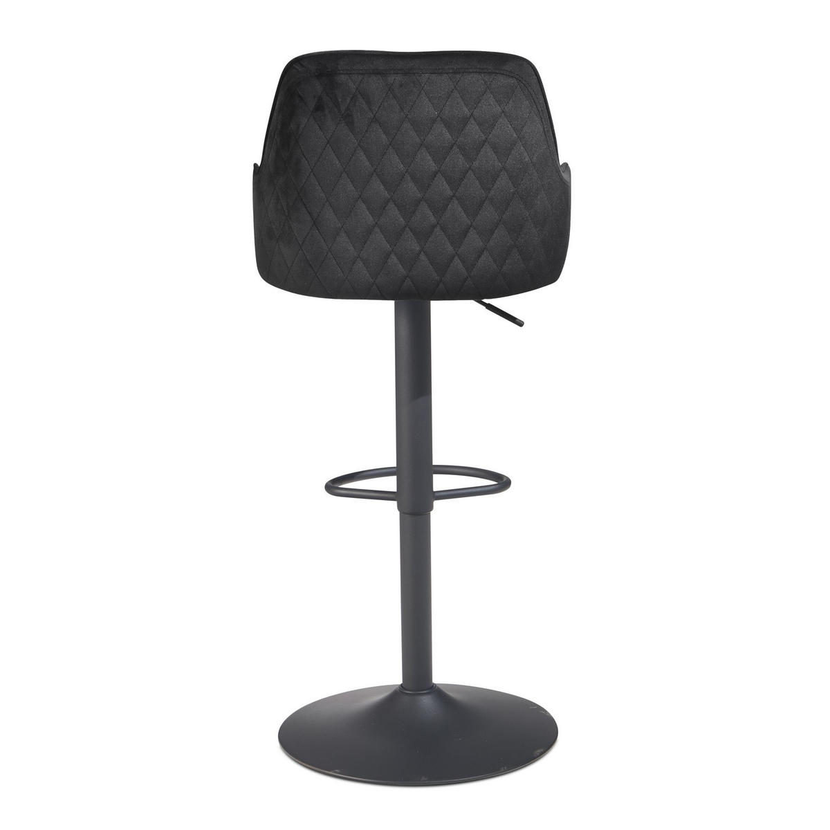 BARHOCKER Samt Lehne Höhenverstellbar Trompetenfuß Armlehne Gepolstert, Schwarz 45x45x106 cm - Schwarz, Textil/Metall (45/106/45cm) - KADIMA DESIGN
