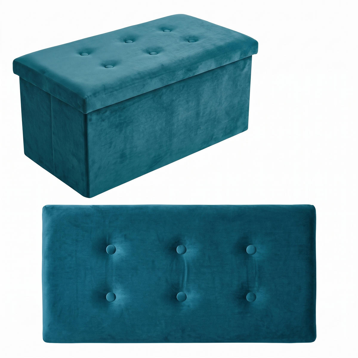 SAMTHOCKER mit Stauraum 76/38/38 cm - Blau, Textil (38/38/76cm) - SCENA LIVING
