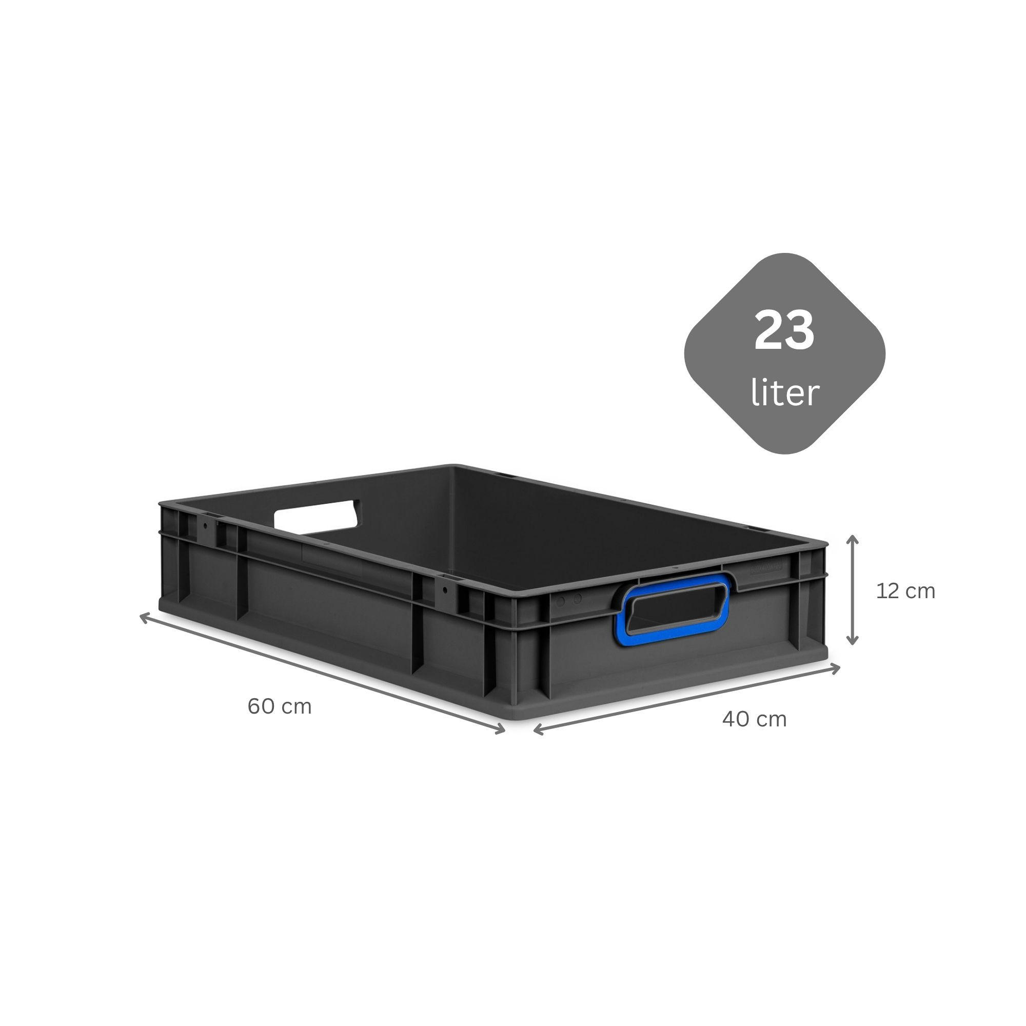 EUROBOX NextGen Color 12x40x60 cm 23 Liter Griffe blau offen, Schwarz - Blau/Schwarz, Kunststoff (40/12/60cm) - PROREGAL