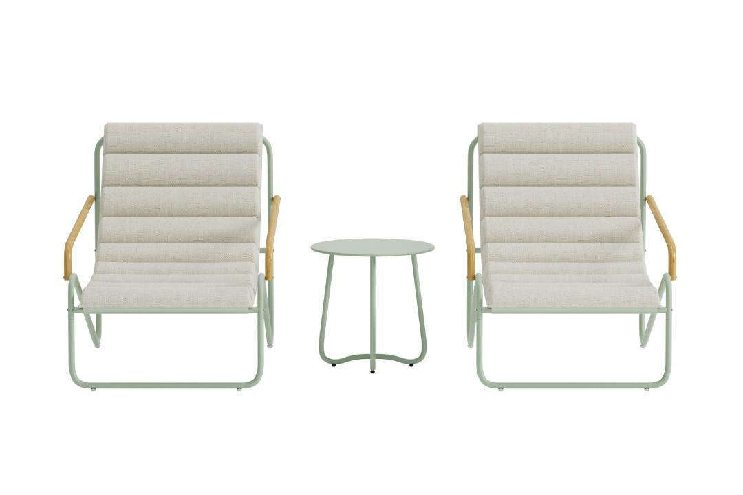 LOUNGE-SET, Ithaka, Grün, Stahl, 45 x 45 x 42 cm, 3-teilig - Grün, Metall - ebuy24