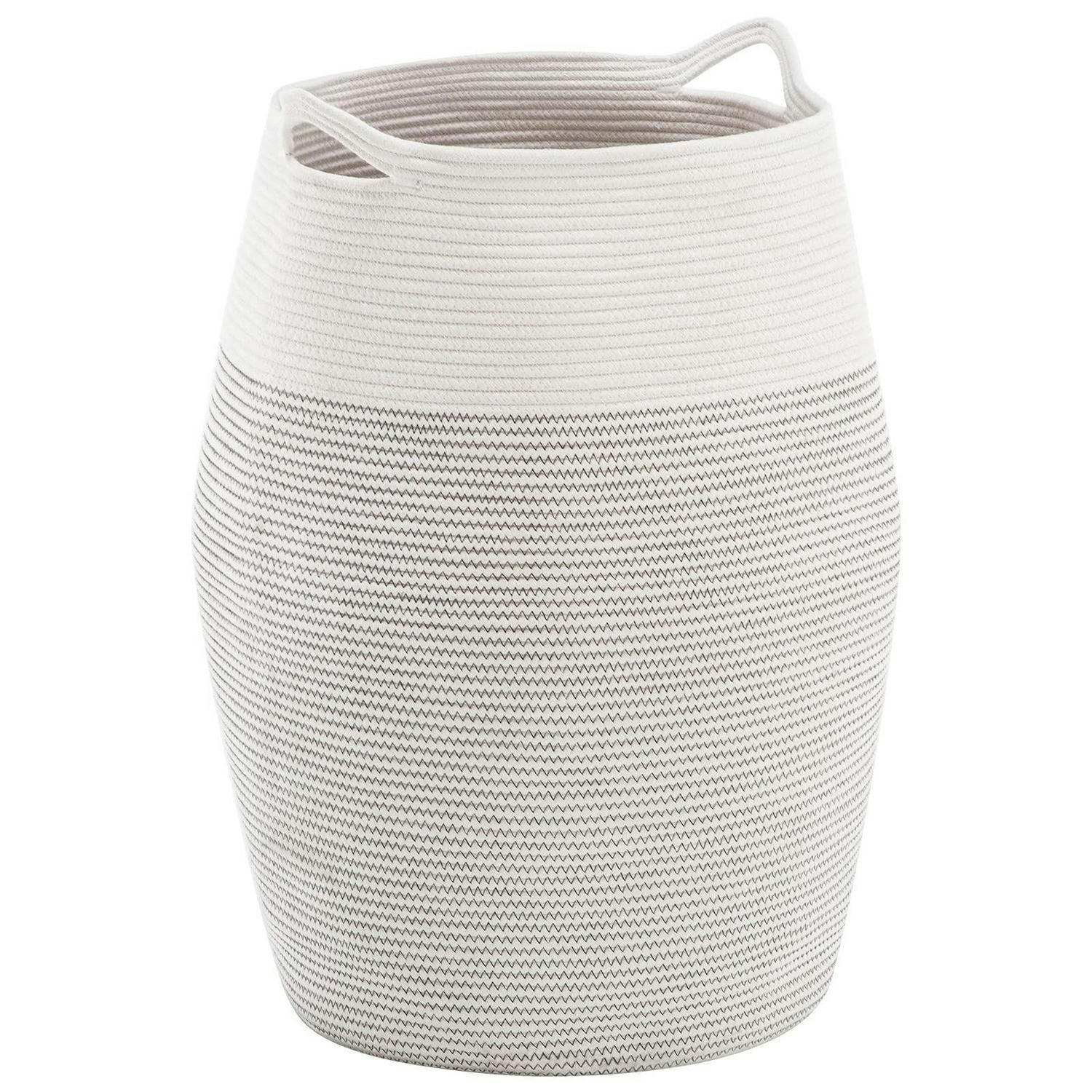 WÄSCHEKORB Geflochten Grau Weiß 105L - Multicolor, Textil (38/50/38cm)