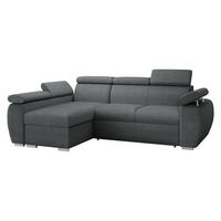 ECKSOFA Boston Mini, Seite: Links - LC+2R - Chromfarben/Blaugrau, Holz/Textil (255/170cm) - MIRJAN24