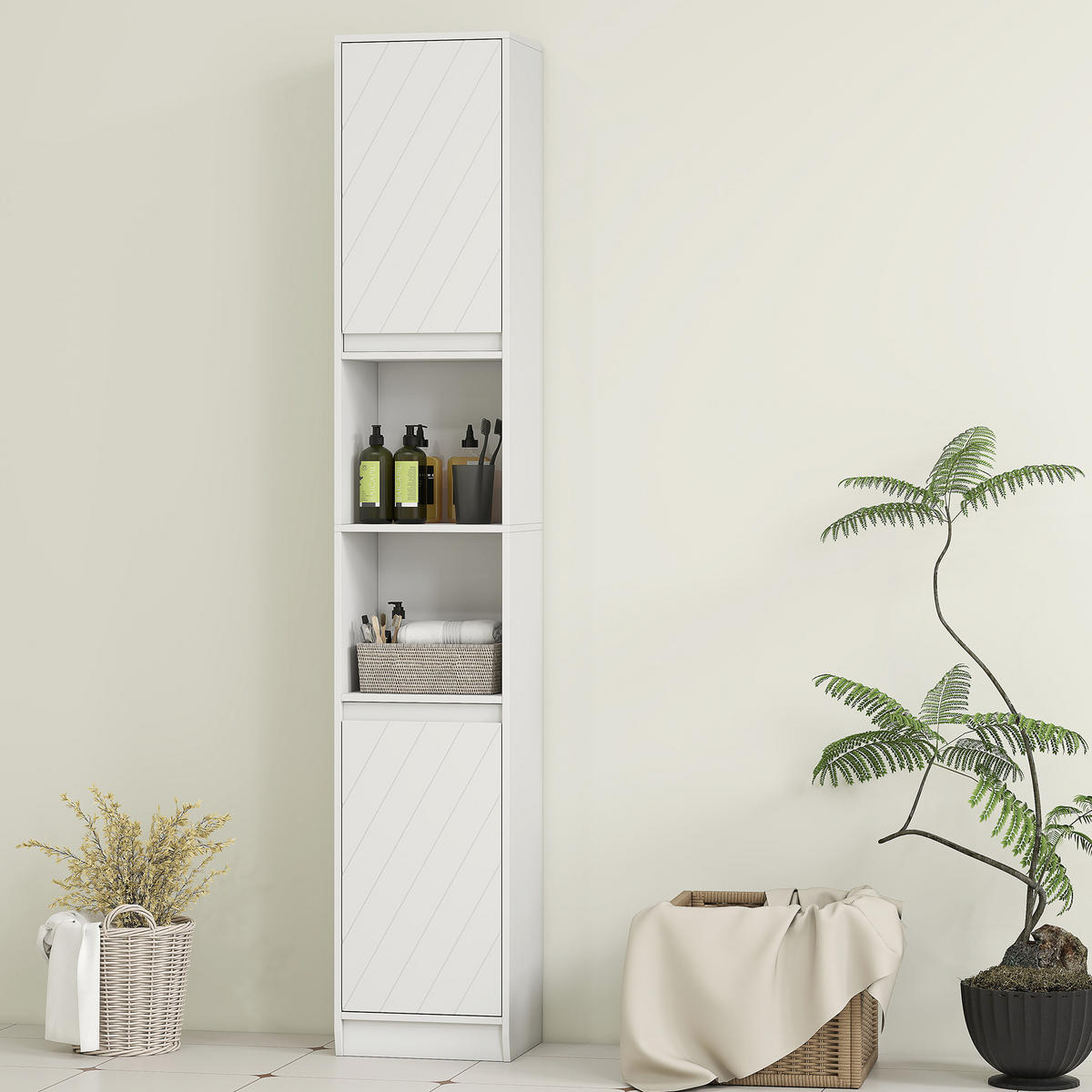 HOCHSCHRANK DE-12533 30/24/170 cm Weiß - Weiß, Holzwerkstoff (24/170/30cm) - ComfortXL