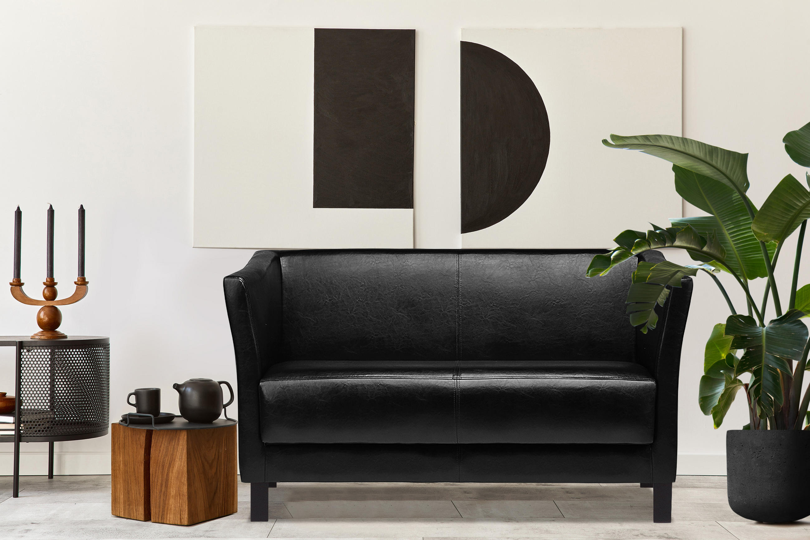Thumbnail - Konsimo® 2-Sitzer-Sofa, Schwarz, Textil, 67x71x130 cm, Wohnzimmer, Sofas & Couches, Sofas, 2-Sitzer Sofas