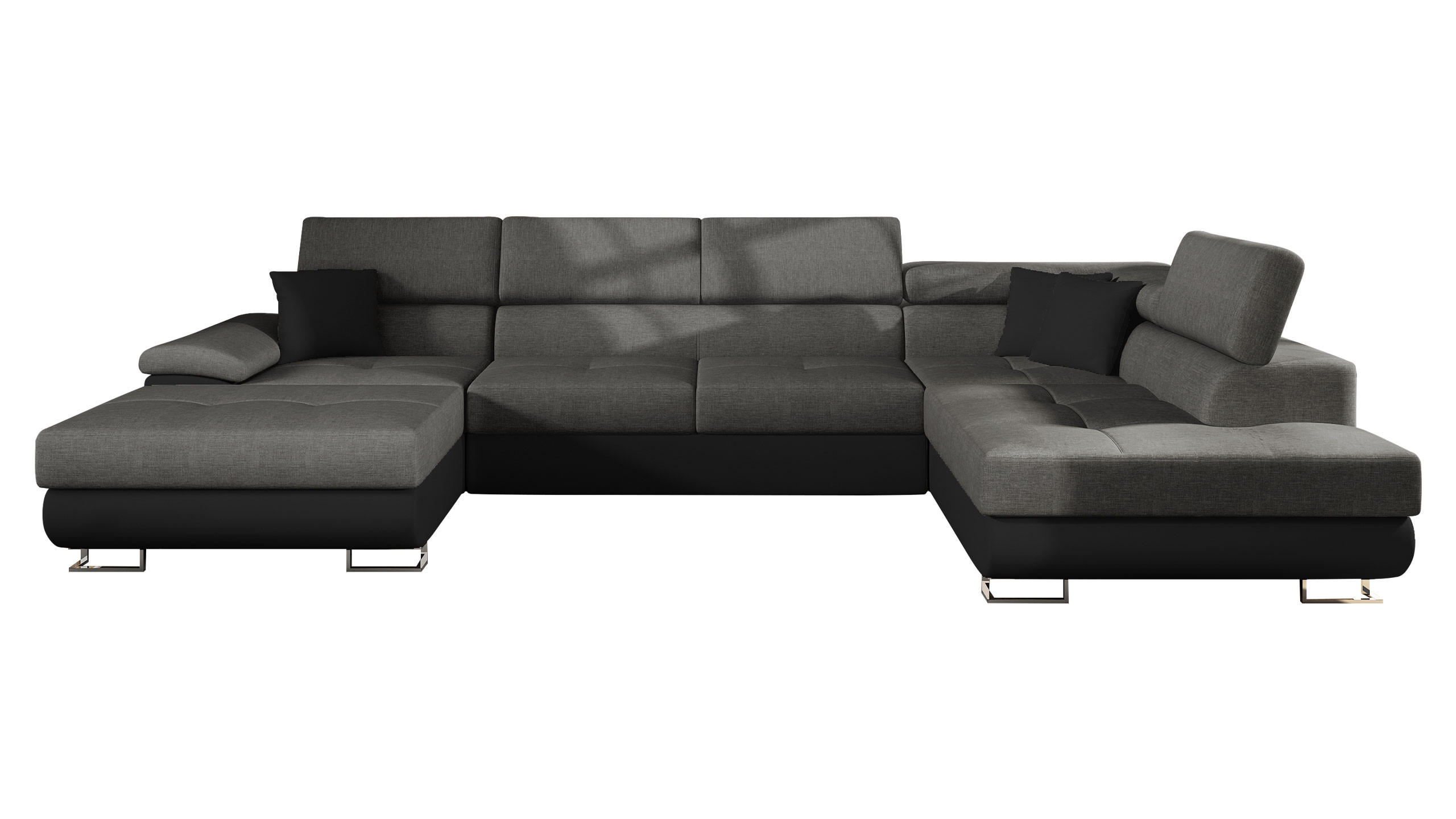 WOHNLANDSCHAFT Cotere Bis, Seite: Rechts - Schwarz, Holz (345/91/202cm) - MIRJAN24