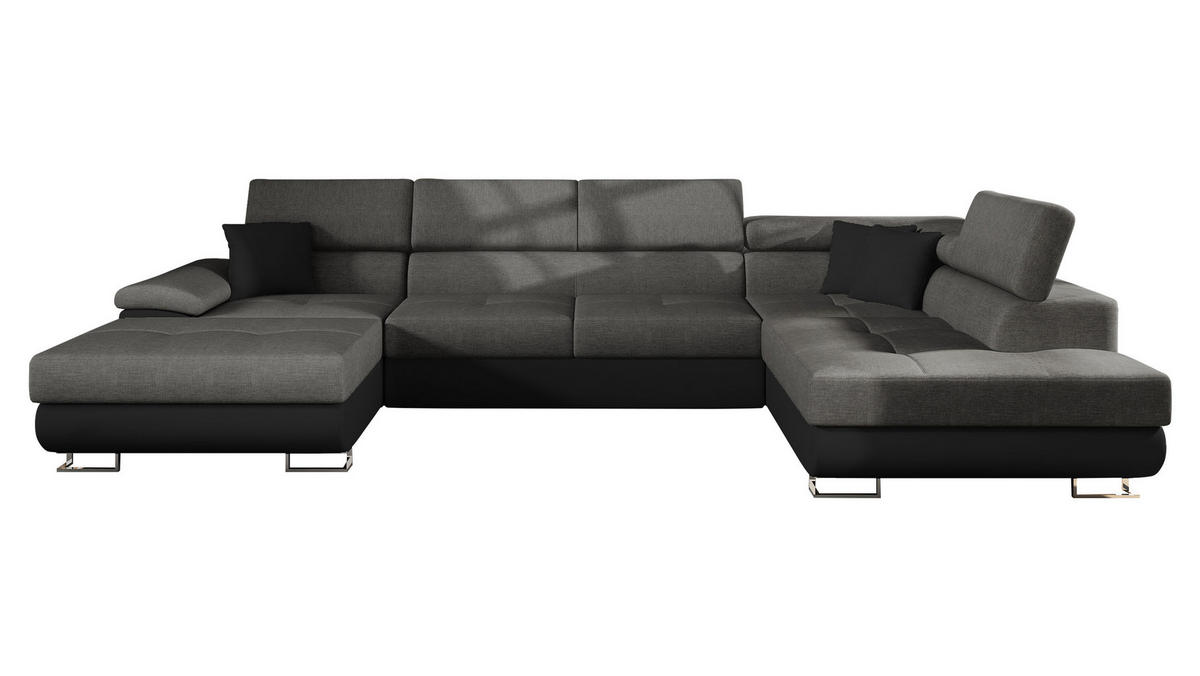 WOHNLANDSCHAFT Cotere Bis, Seite: Rechts - Schwarz, Holz (345/91/202cm) - MIRJAN24