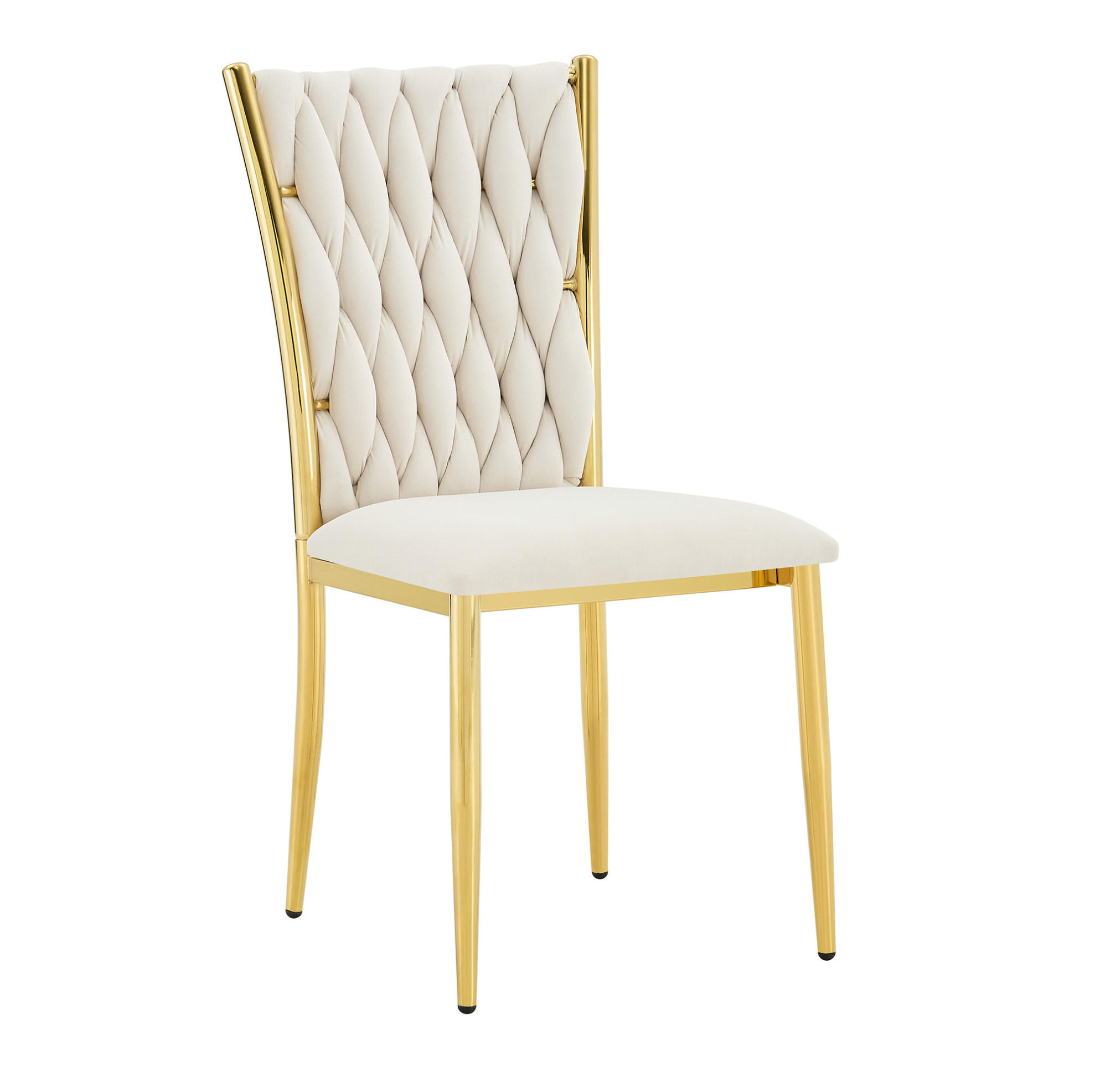ESSZIMMERSTUHL mit Samtbezug und Metallbeinen Beige Gold - Beige, Metall (45/94/58cm) - Meubliv
