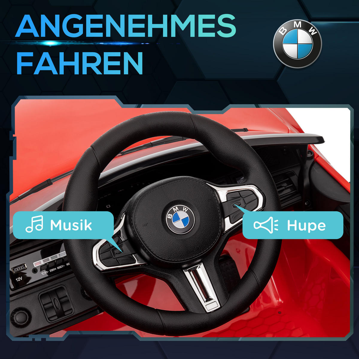 KINDER Elektroauto, Sound & Licht, für 3-5 Jahre, Rot - Rot, Kunststoff/Metall (108/69.5/51cm) - AIYAPLAY