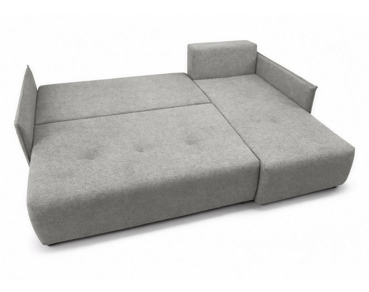 ECKSOFA L Form Damascus Hellgrau 212/143/88 cm Rechts mit Schlaffunktion - Hellgrau/Schwarz, Kunststoff/Textil (212/143cm) - AX Living