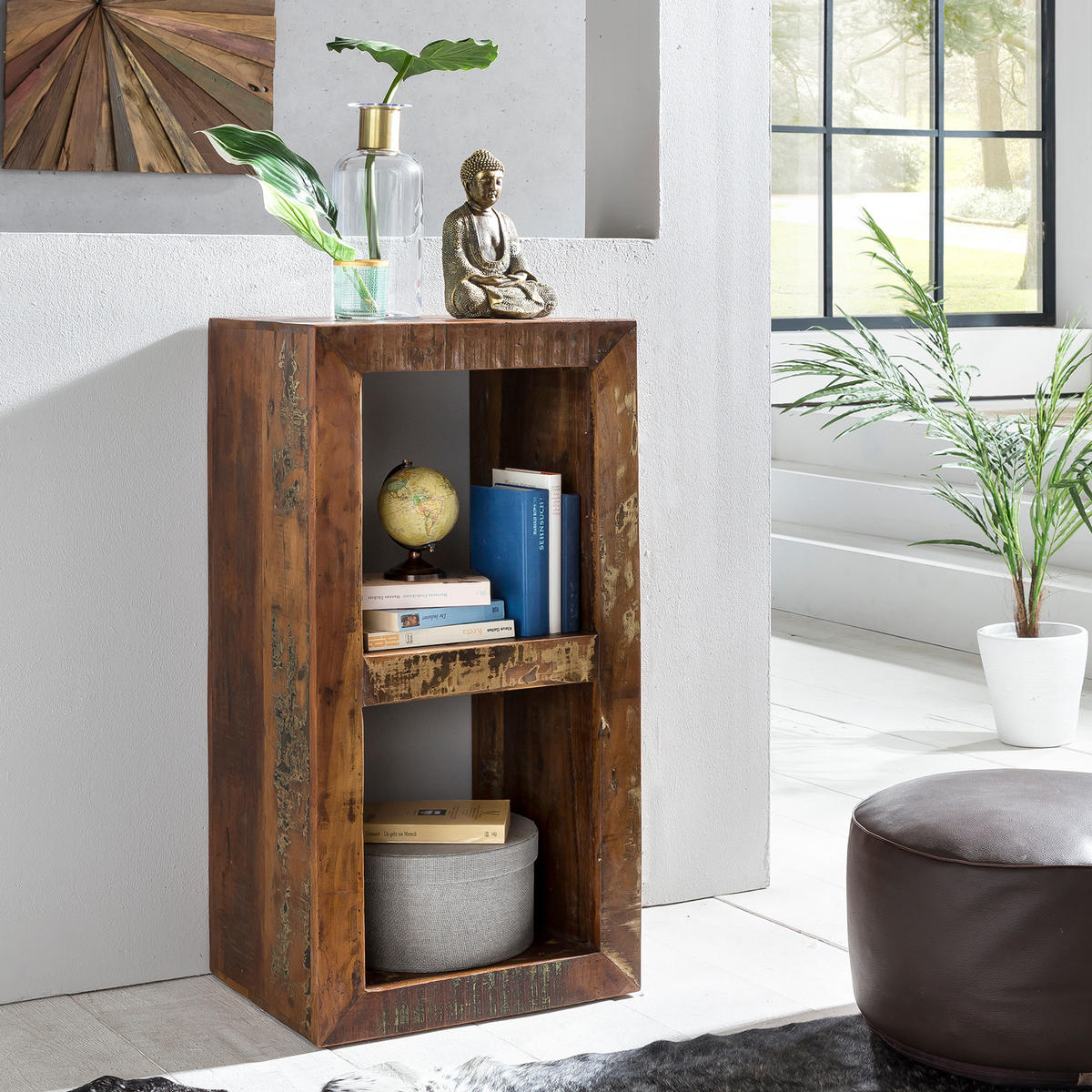 REGAL Massivholz Mango Cubeform Vintage EWA, Braun 45x35x90 cm - Braun, Holz (45/90/35cm) - KADIMA DESIGN